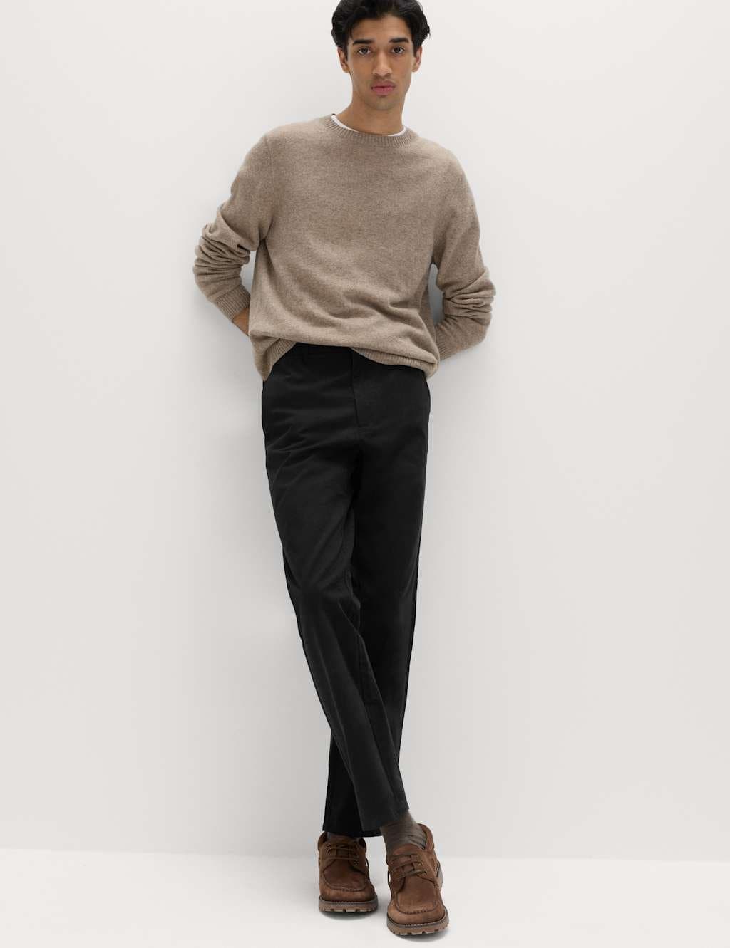 Marks & Spencer M&S Regular Fit Pure Cotton Chinos Black