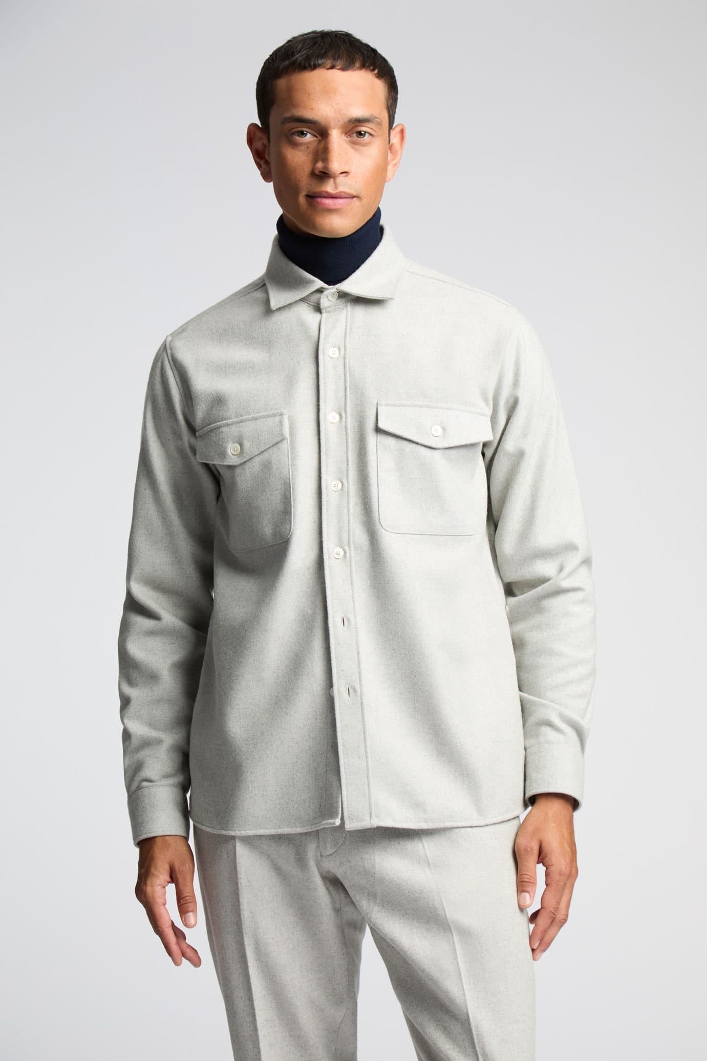 Melka Melka Men's Flannel Ls Overshirt in Grey
