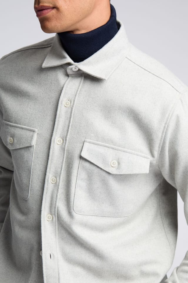 Melka Melka Men's Flannel Ls Overshirt in Grey - 3