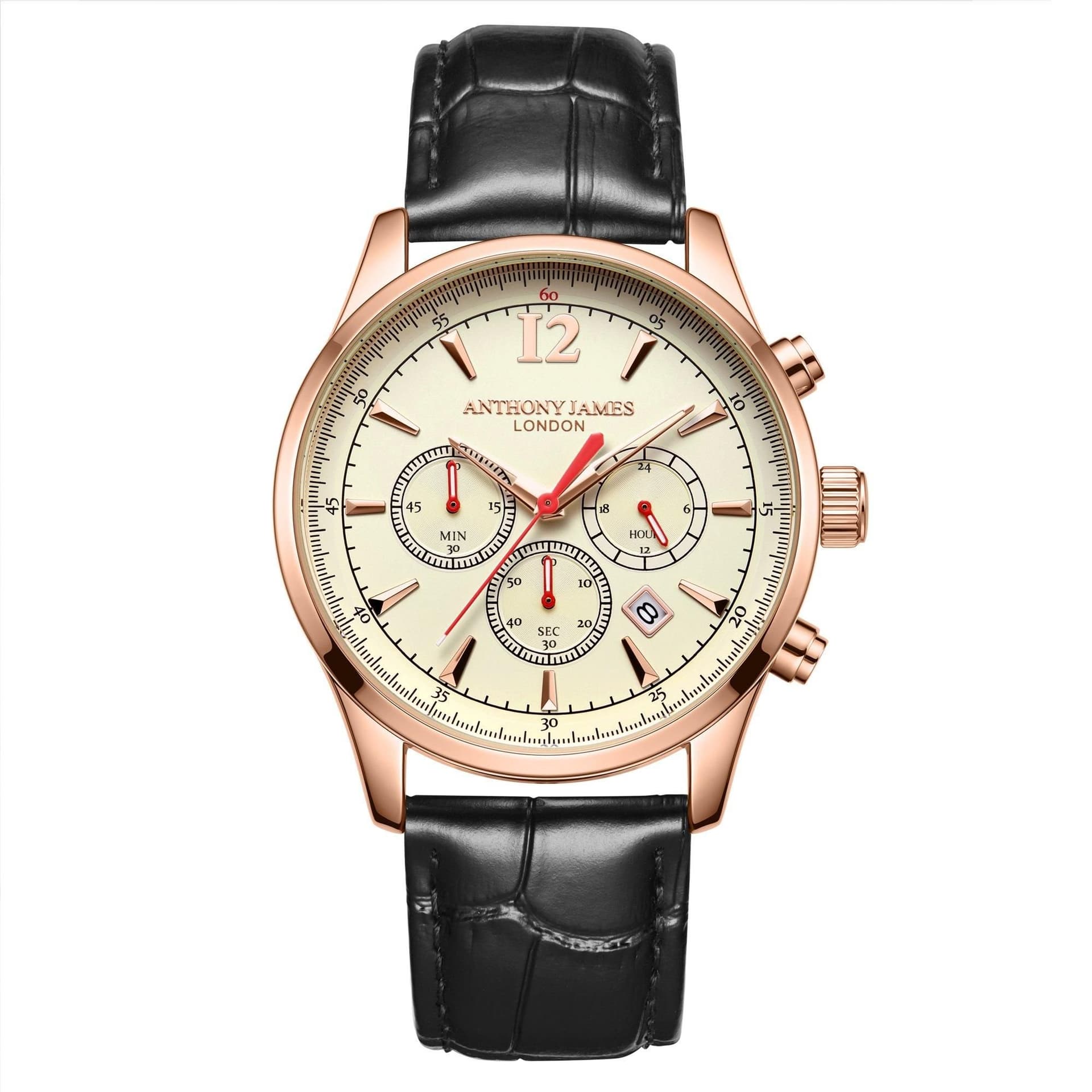 Anthony James Anthony James Men's Hand Assembled Classic Chronograph Rose White Watch