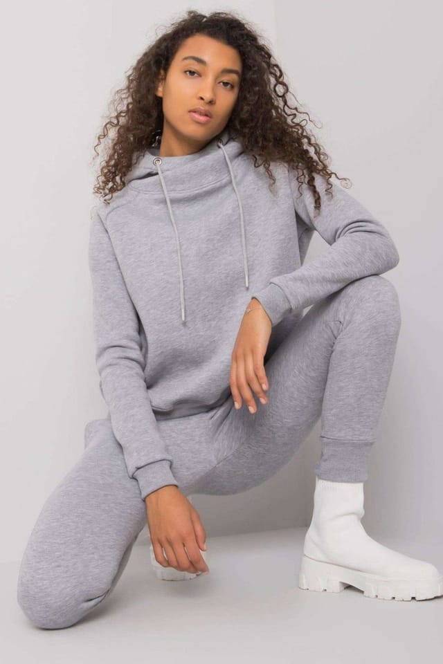 Love Lace Love Lace Women's Hooded Sweatshirt & Trousers Tracksuit in Grey - 2