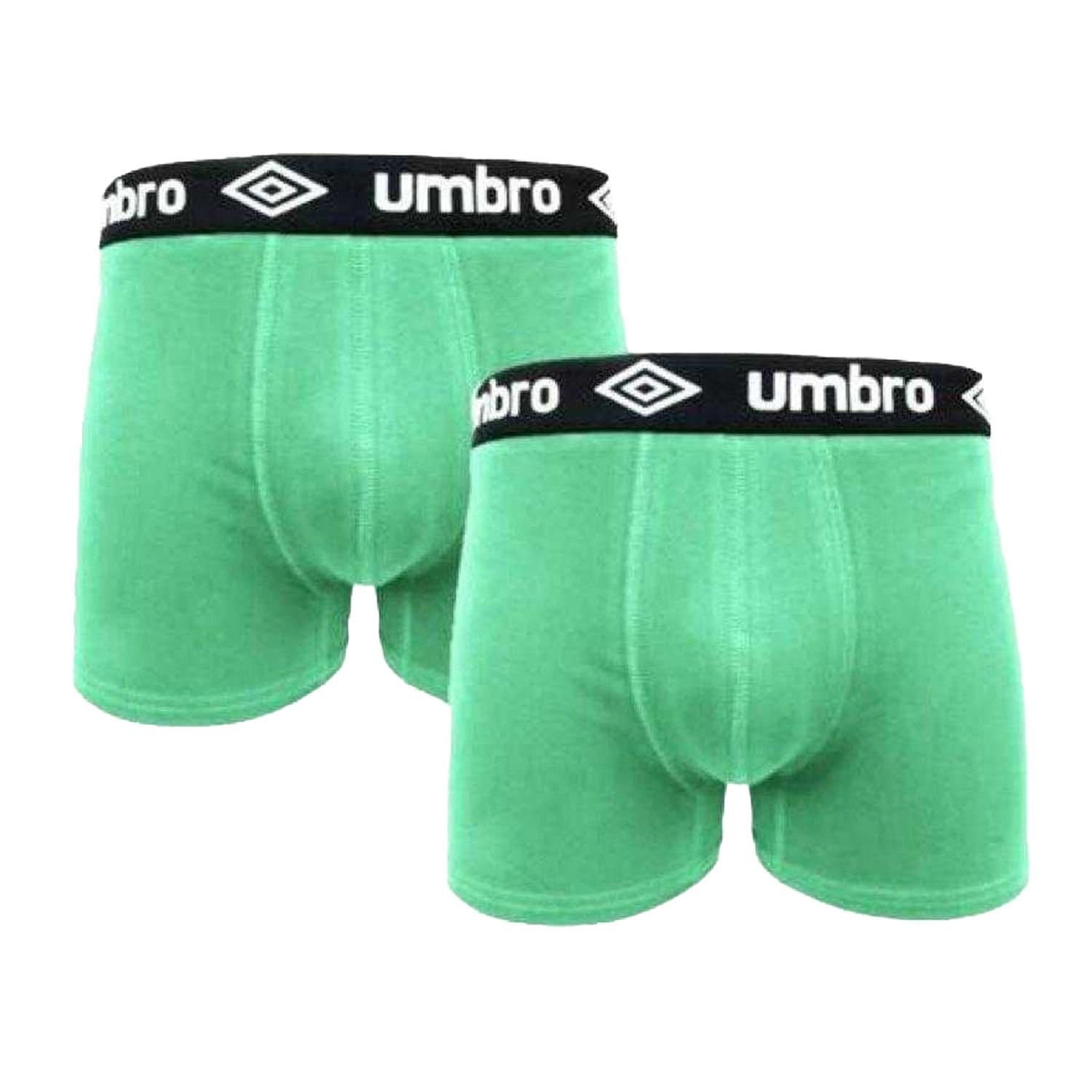 Umbro Umbro Men's Contrast Waistband Underwear Pack of 2 in Green