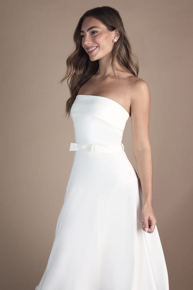 Coast Coast Women's Bandeau Bow Waist Midi Wedding Dress in Ivory - 2