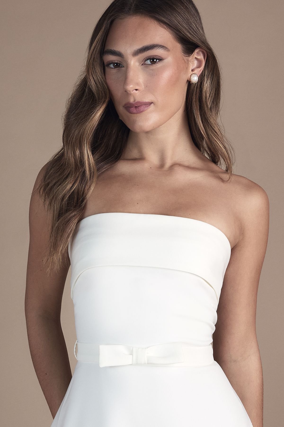 Coast Coast Women's Bandeau Bow Waist Midi Wedding Dress in Ivory - 4