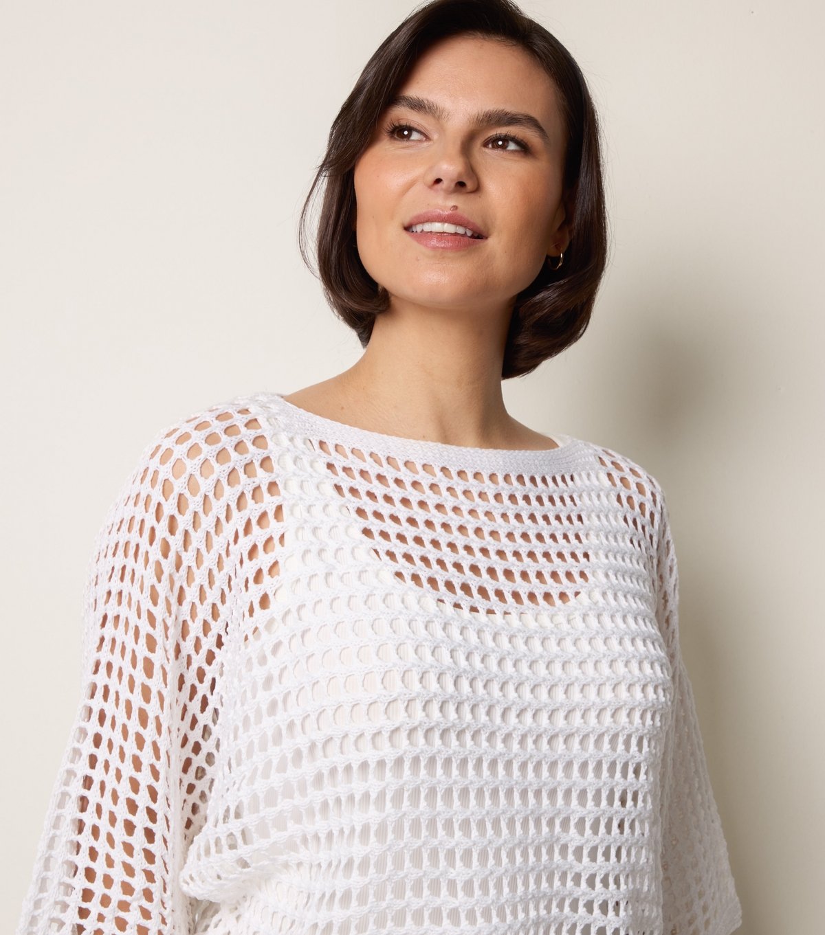 Blue Vanilla Women's Off White Crochet Net Top Blue Vanilla New Look - 3