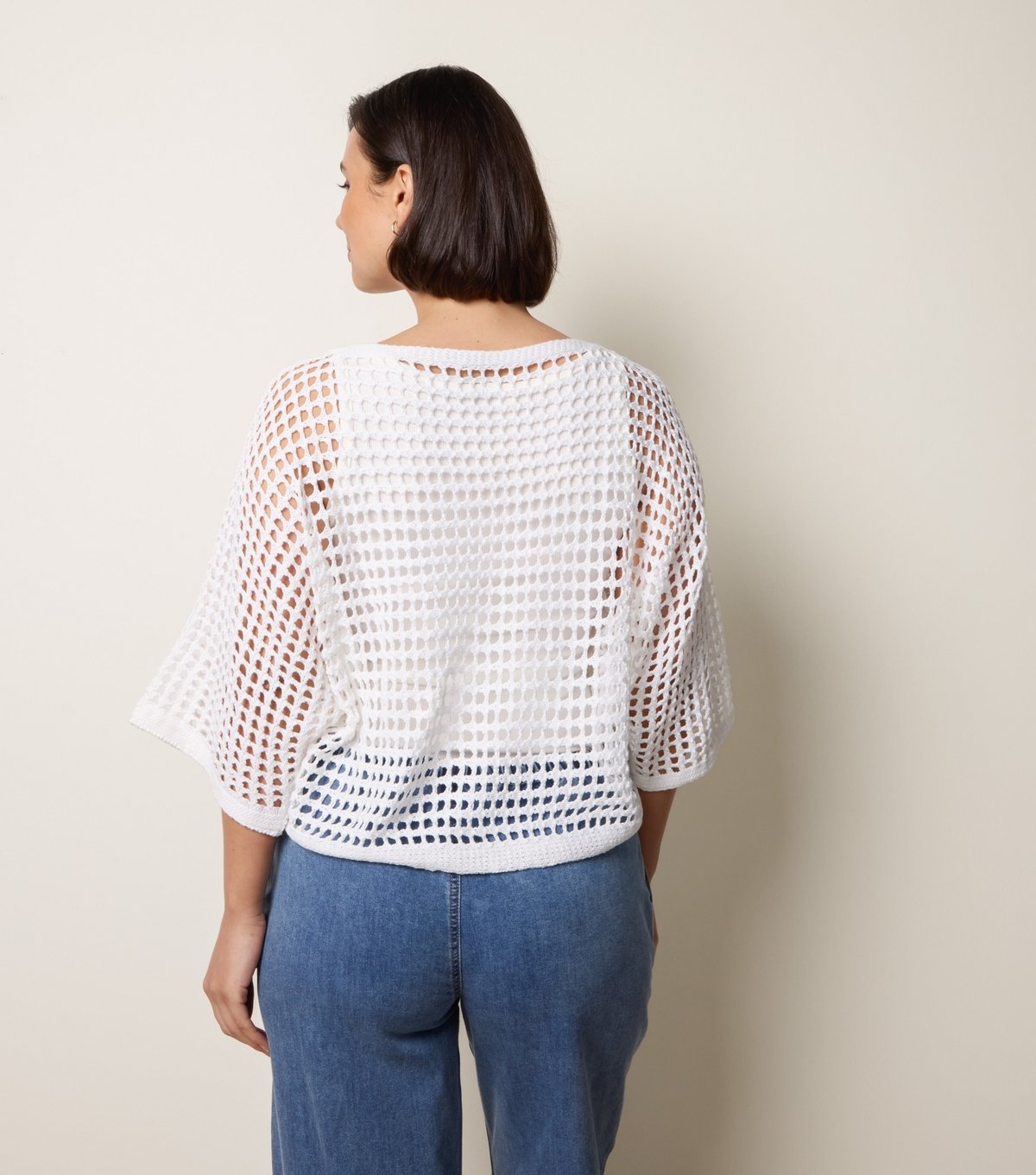 Blue Vanilla Women's Off White Crochet Net Top Blue Vanilla New Look - 4