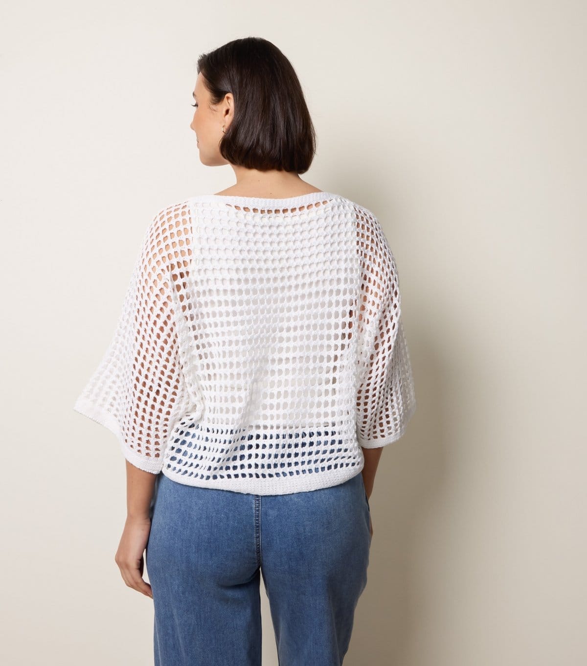 Blue Vanilla Women's Off White Crochet Net Top Blue Vanilla New Look - 4