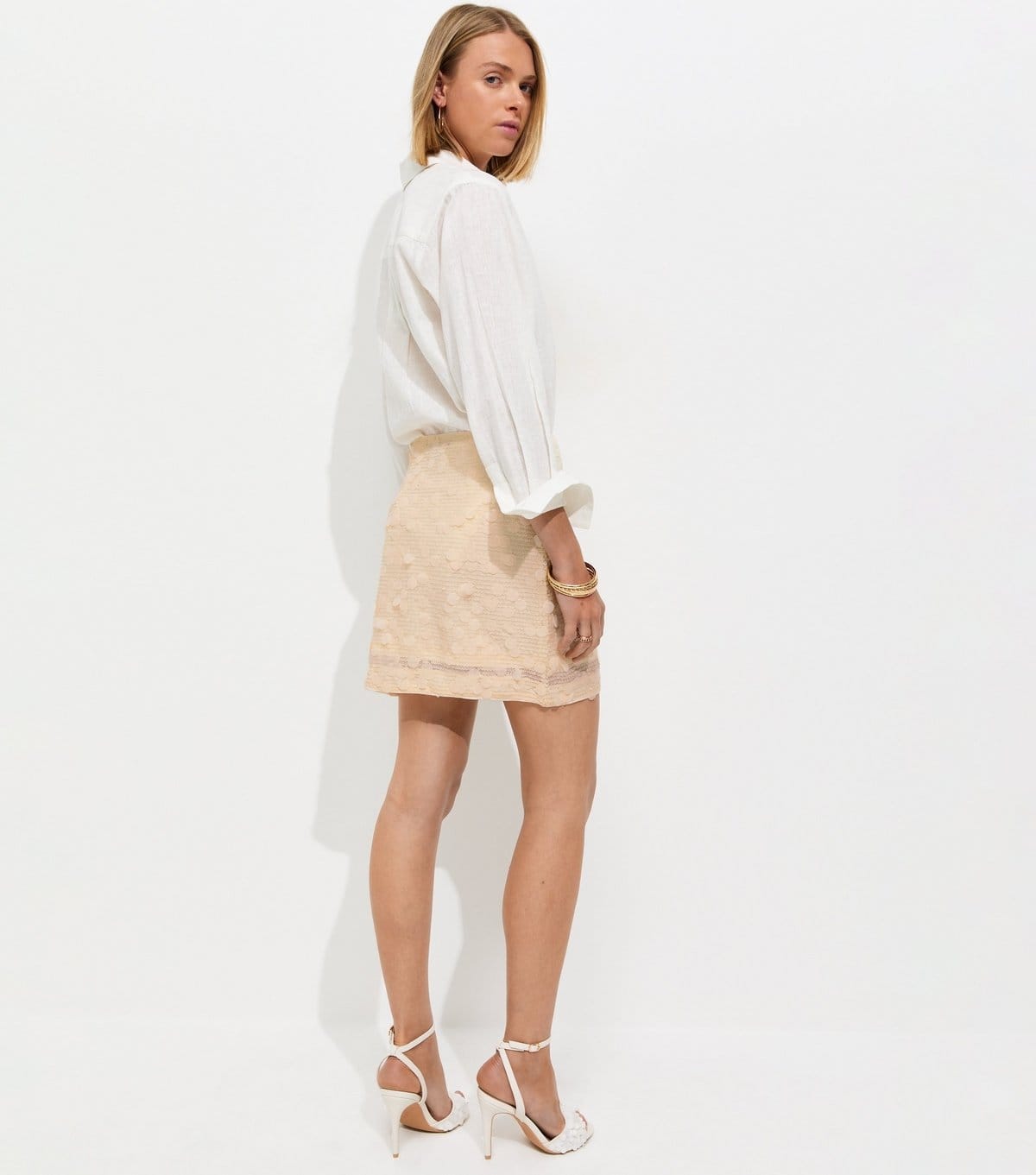 New Look Women's Cream Disco Sequin Mini Skirt New Look - 4