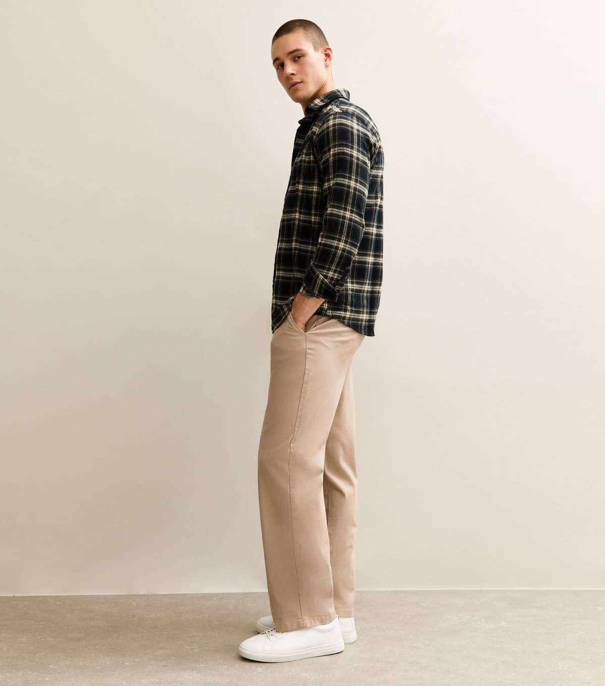 New Look Men's Stone Relaxed Straight Leg Chino Trousers New Look
