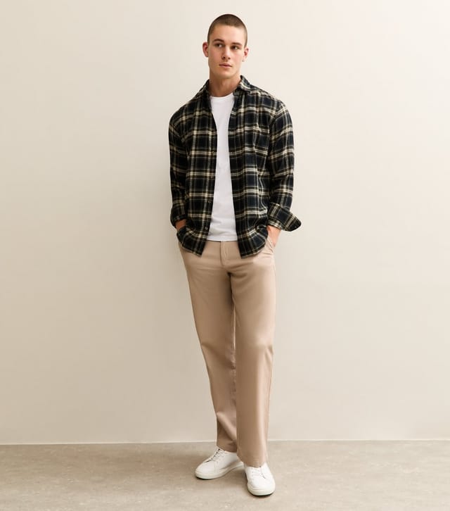New Look Men's Stone Relaxed Straight Leg Chino Trousers New Look - 3