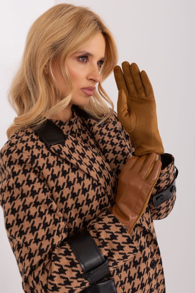 Love Lace Love Lace Women's Elegant Insulated Touchscreen Gloves with Embroidered Flower Index in Brown - 2