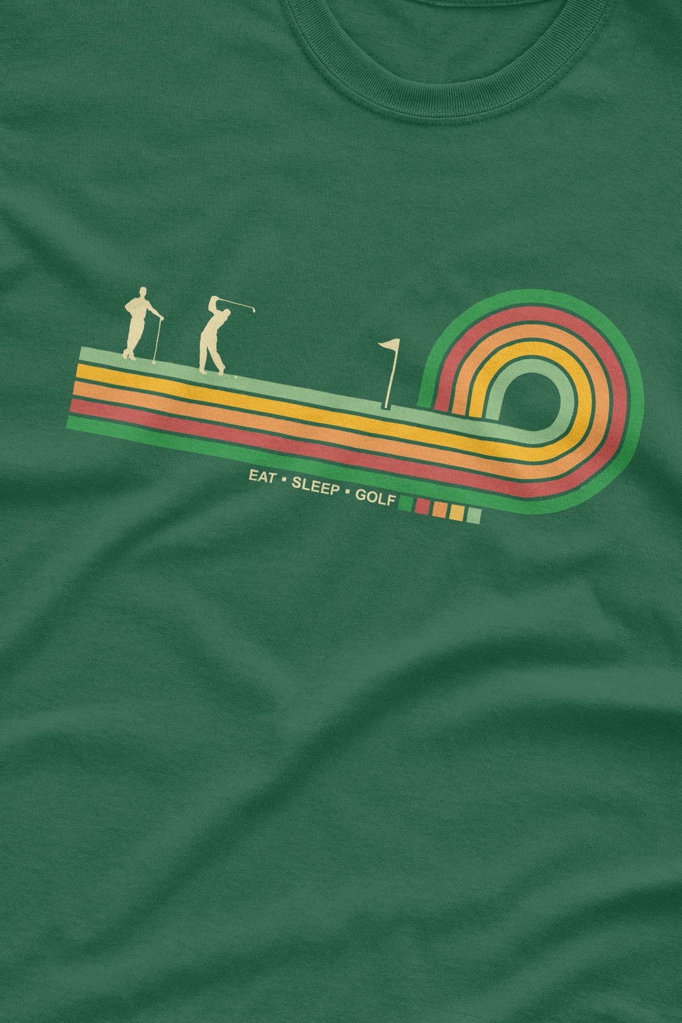 Bad Zebedee Bad Zebedee Men's Retro Lines Golf T-Shirt in Bottle Green - 2