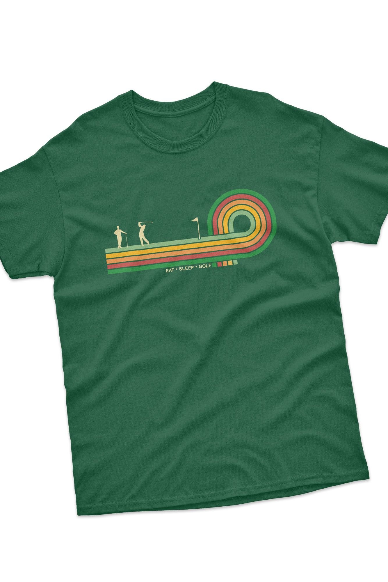 Bad Zebedee Bad Zebedee Men's Retro Lines Golf T-Shirt in Bottle Green - 3