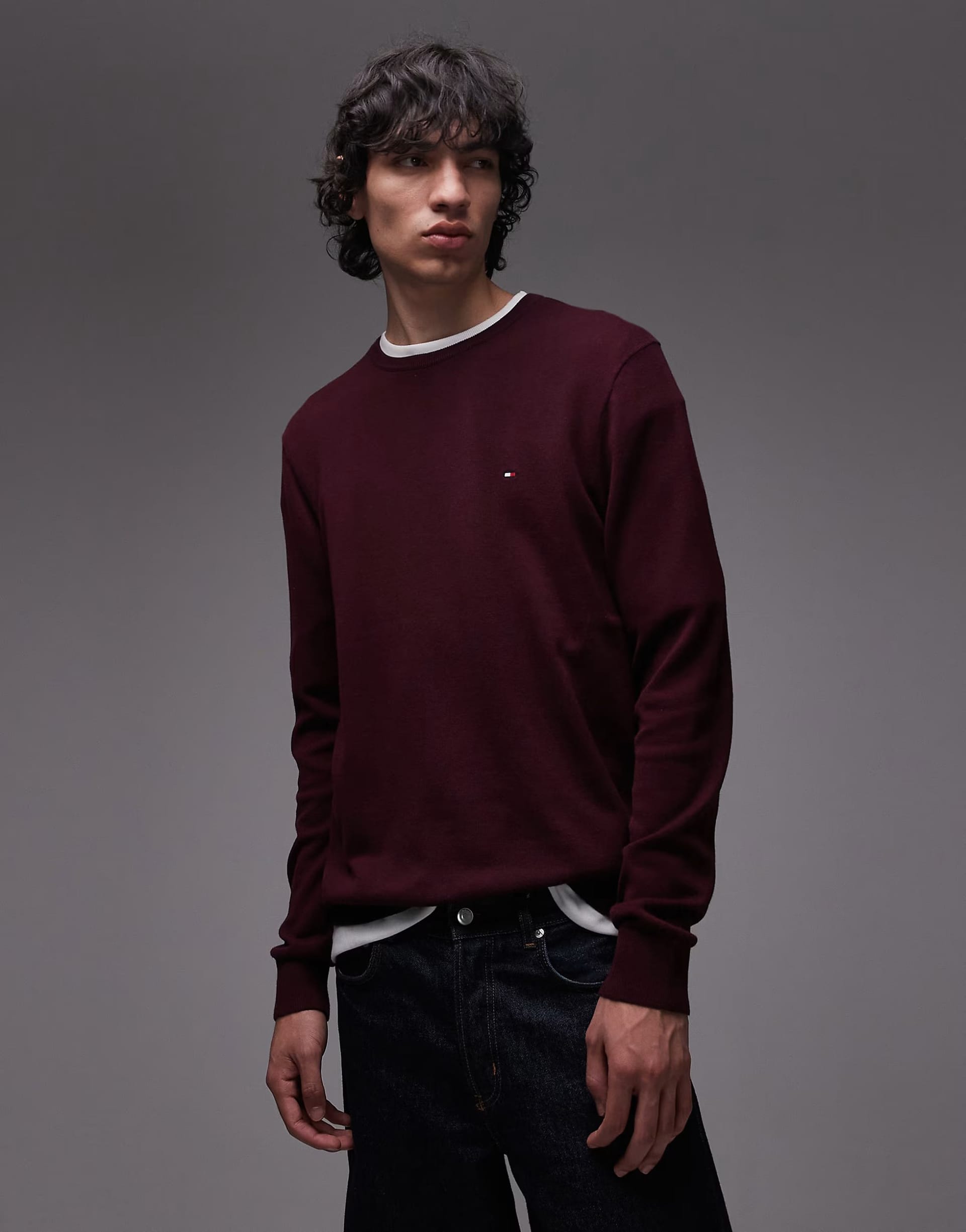 Tommy Hilfiger Burgundy Cotton Jumper