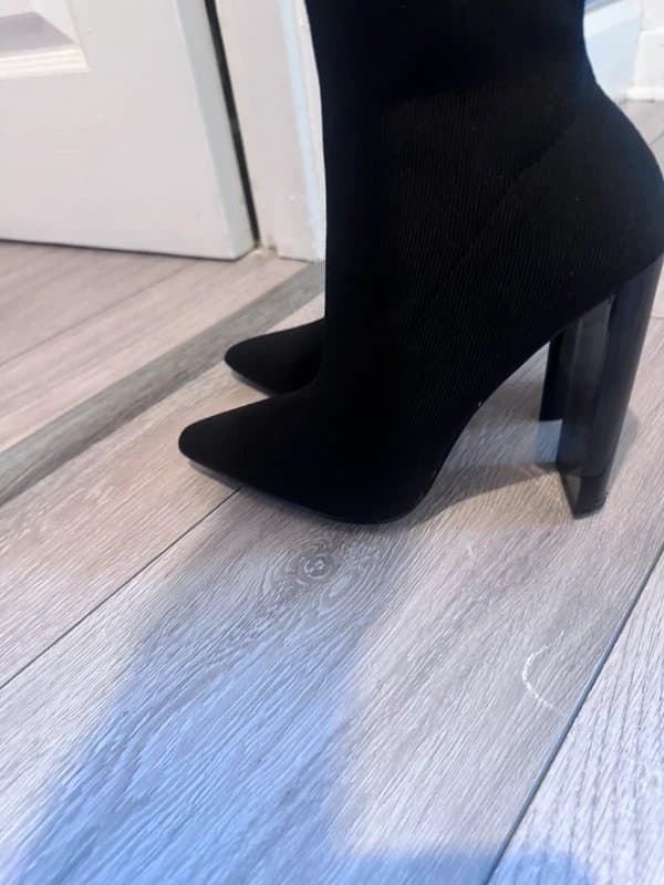ASOS ASOS Design  High Heeled Sock Boots, Wide Fit, Black, Size UK 5