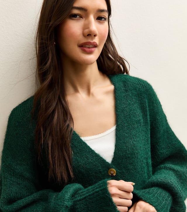 Sunshine Soul Women's Dark Green Longline Cardigan Sunshine Soul New Look - 2