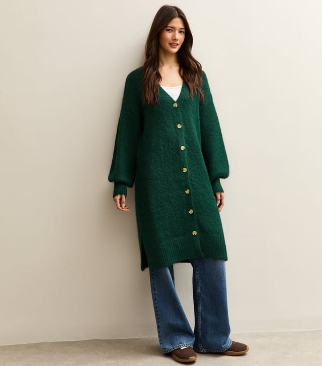 Sunshine Soul Women's Dark Green Longline Cardigan Sunshine Soul New Look - 3