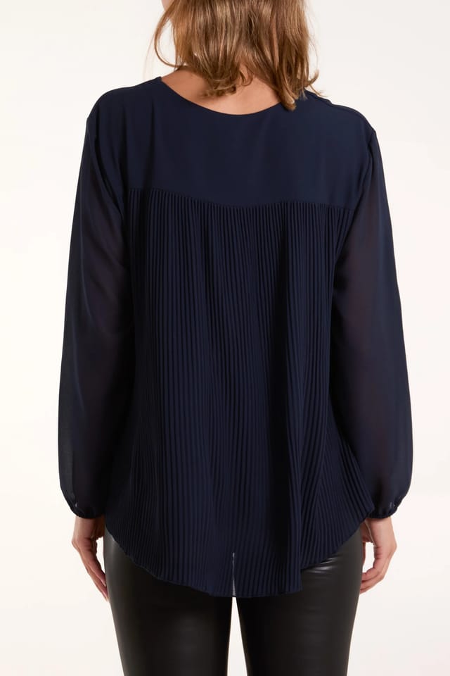 Blue Vanilla Chiffon V Neck Blouse - 2