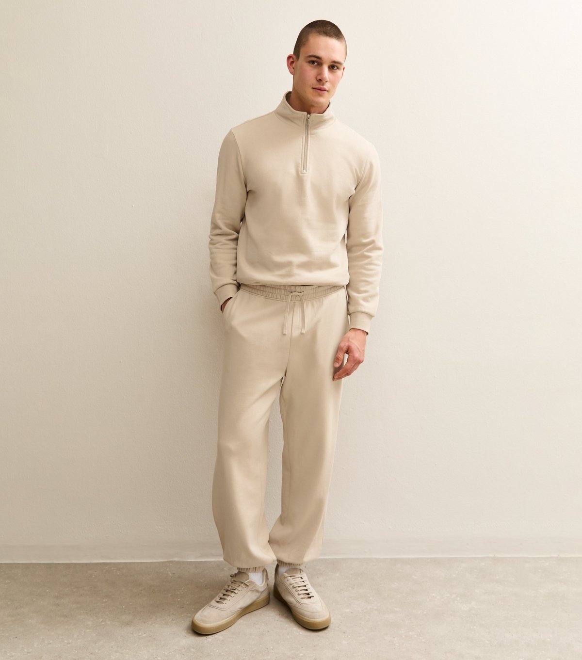 New Look Men's Stone Oversized Cuffed Ankle Joggers New Look - 1