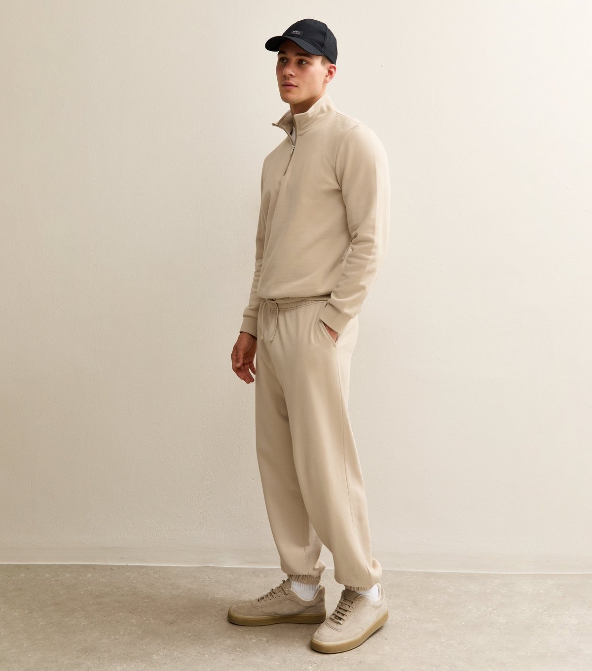 New Look Men's Stone Oversized Cuffed Ankle Joggers New Look - 2