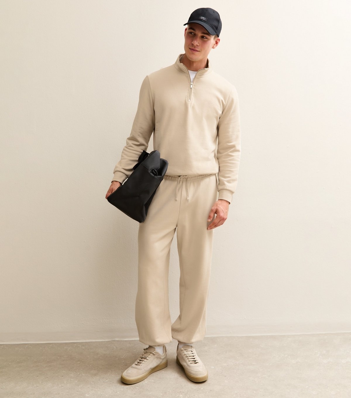 New Look Men's Stone Oversized Cuffed Ankle Joggers New Look - 4