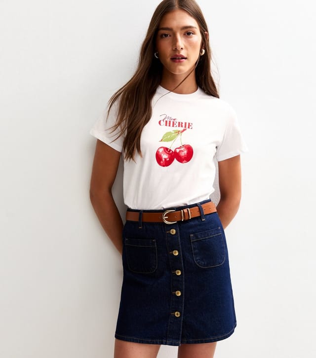 New Look Women's White Mon Cherie Cherry Print T-Shirt New Look - 3