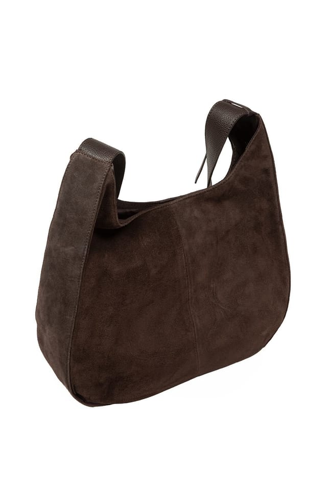 Pure Luxuries London Pure Luxuries London Women's 'Nell' Suede & Leather Shoulder Bag in Dark Brown - 3