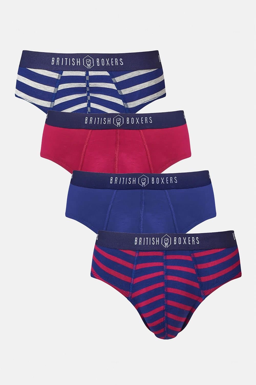 British Boxers British Boxers Men's Pack of Four "Hoopla Stripes" Bamboo Briefs