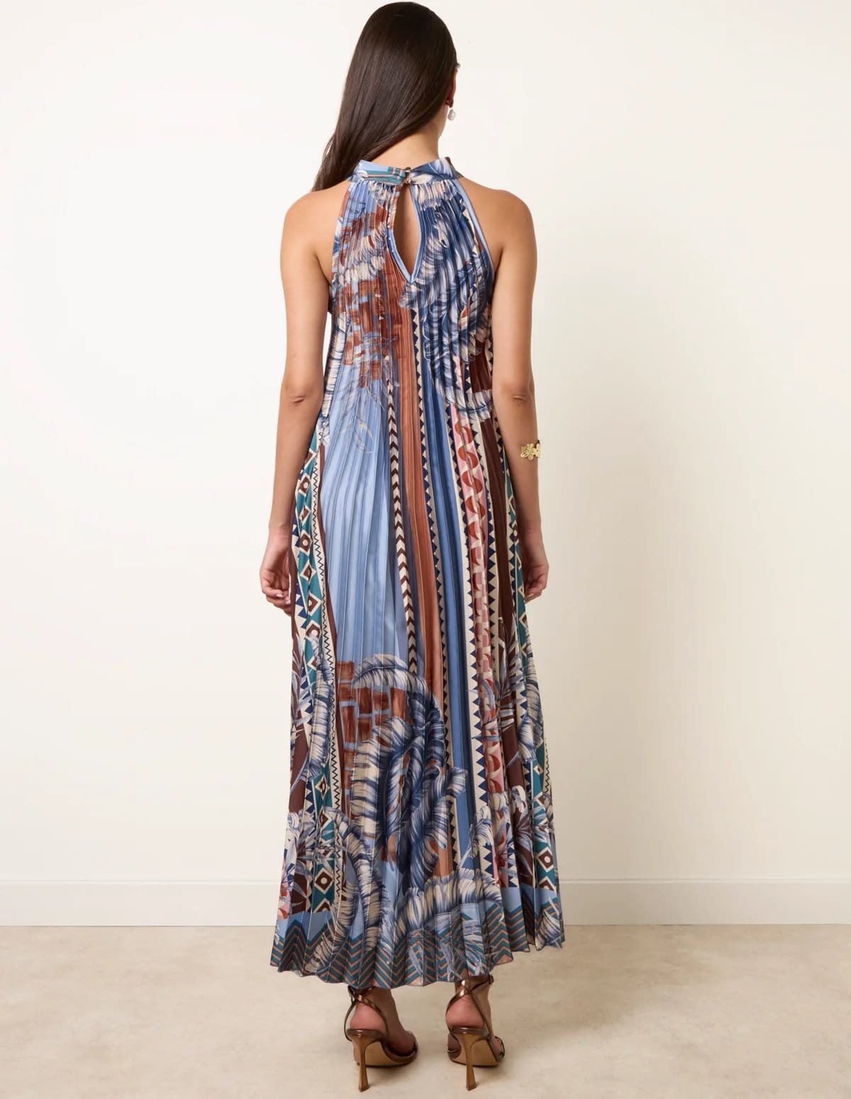 Blue Vanilla Satin Pleated Dress - 4