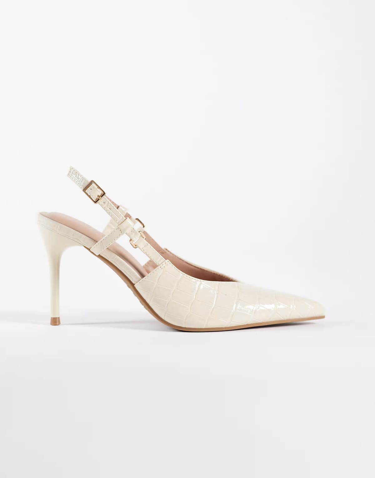 ASOS New Look cutout slingback heeled shoe in cream - 1