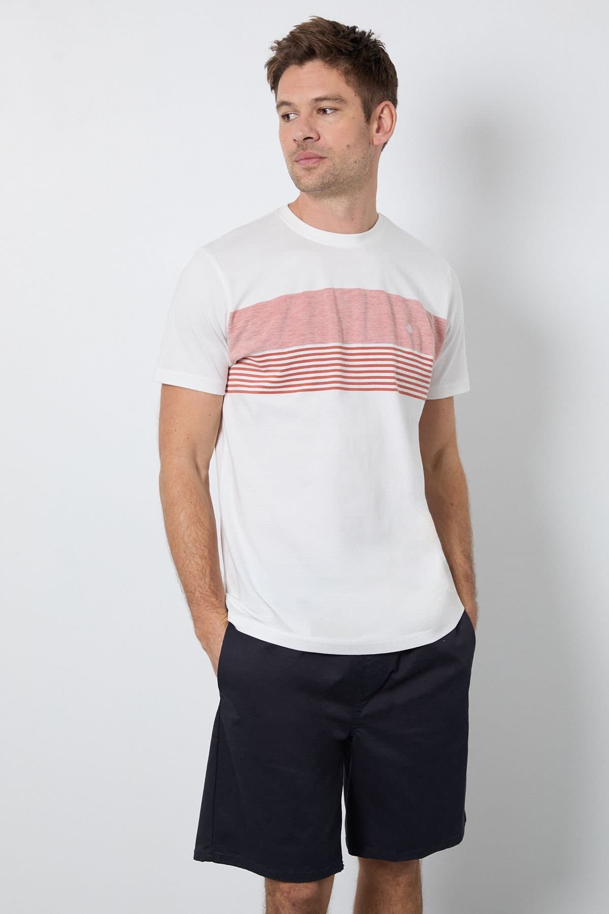 Maine Maine Men's White Engineered Stripe T-shirt