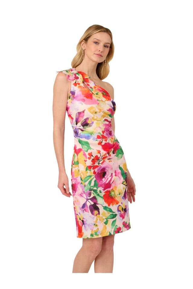 Adrianna Papell Adrianna Papell Women's Print One Shoulder Dress - 2