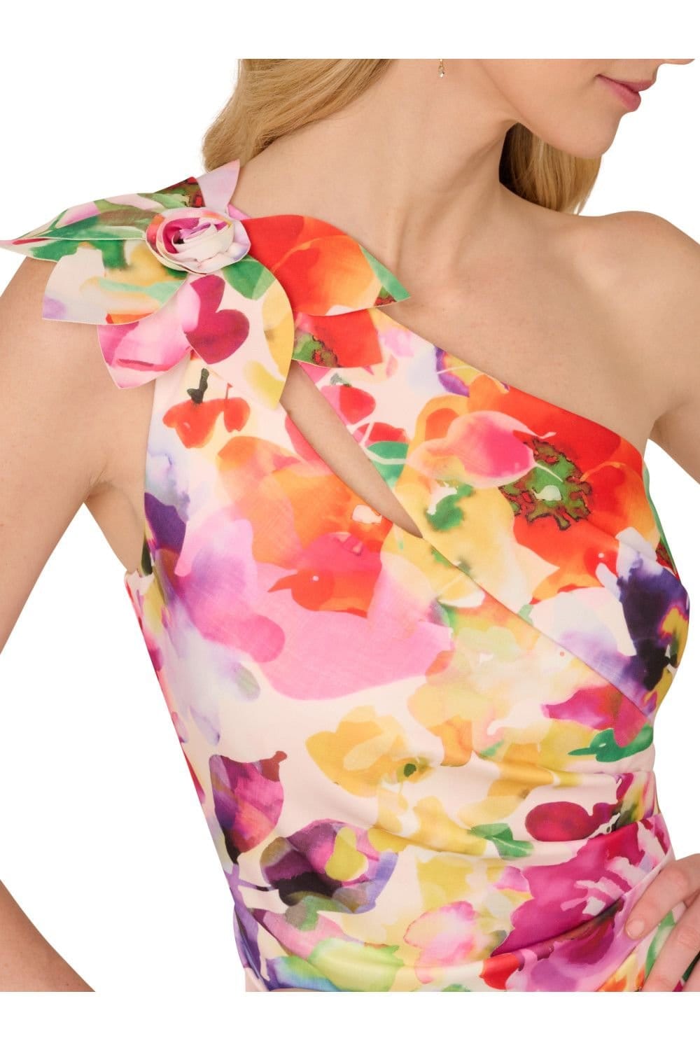 Adrianna Papell Adrianna Papell Women's Print One Shoulder Dress - 4