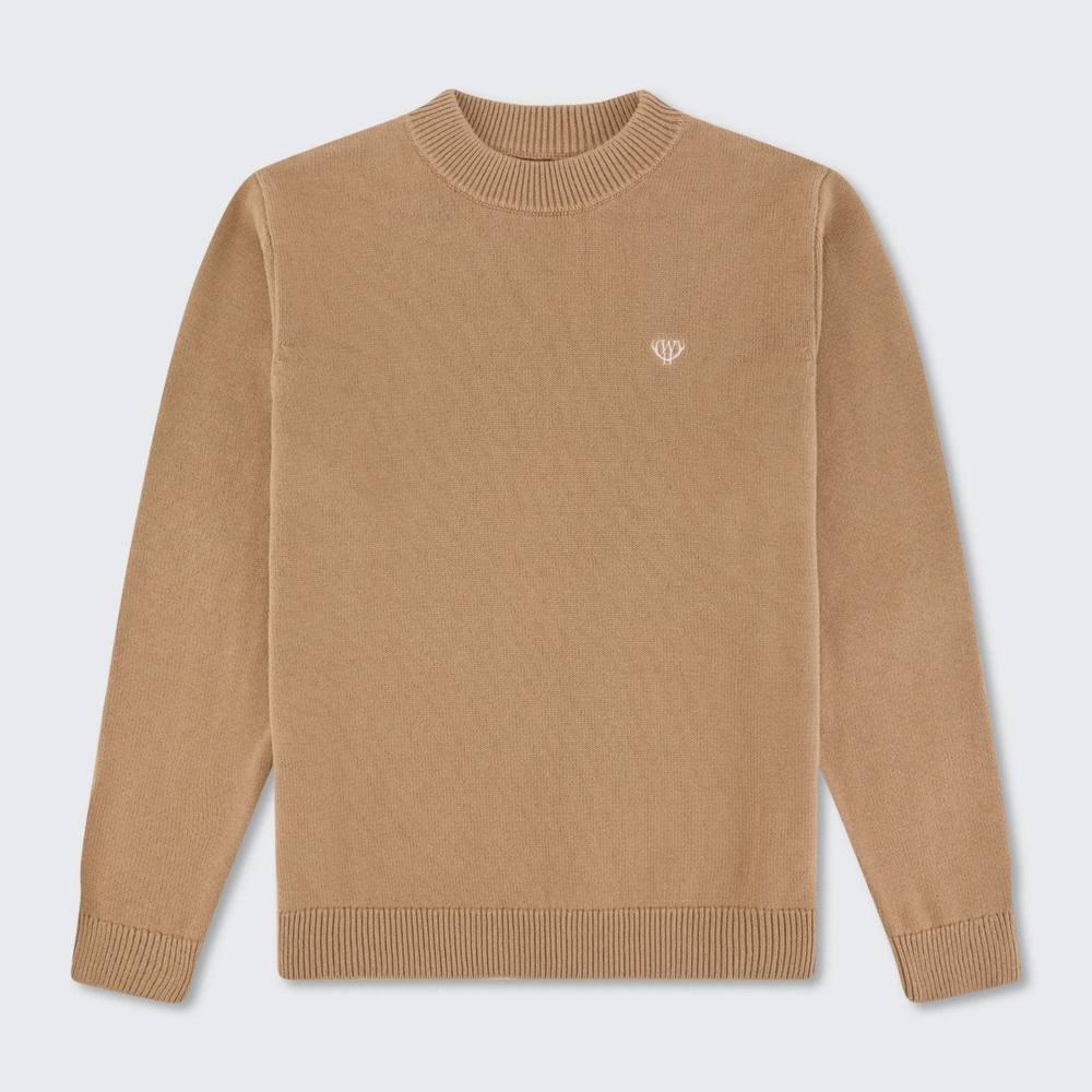 Walker & Hunt Walker & Hunt Men's Braxton Crewneck in Light Brown - 3