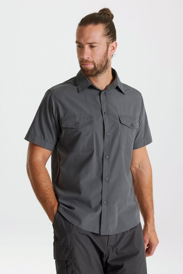 Craghoppers Craghoppers Men's NosiDefense Cotton-Blend 'Kiwi' Short Sleeve Shirt in Dark Grey - 3