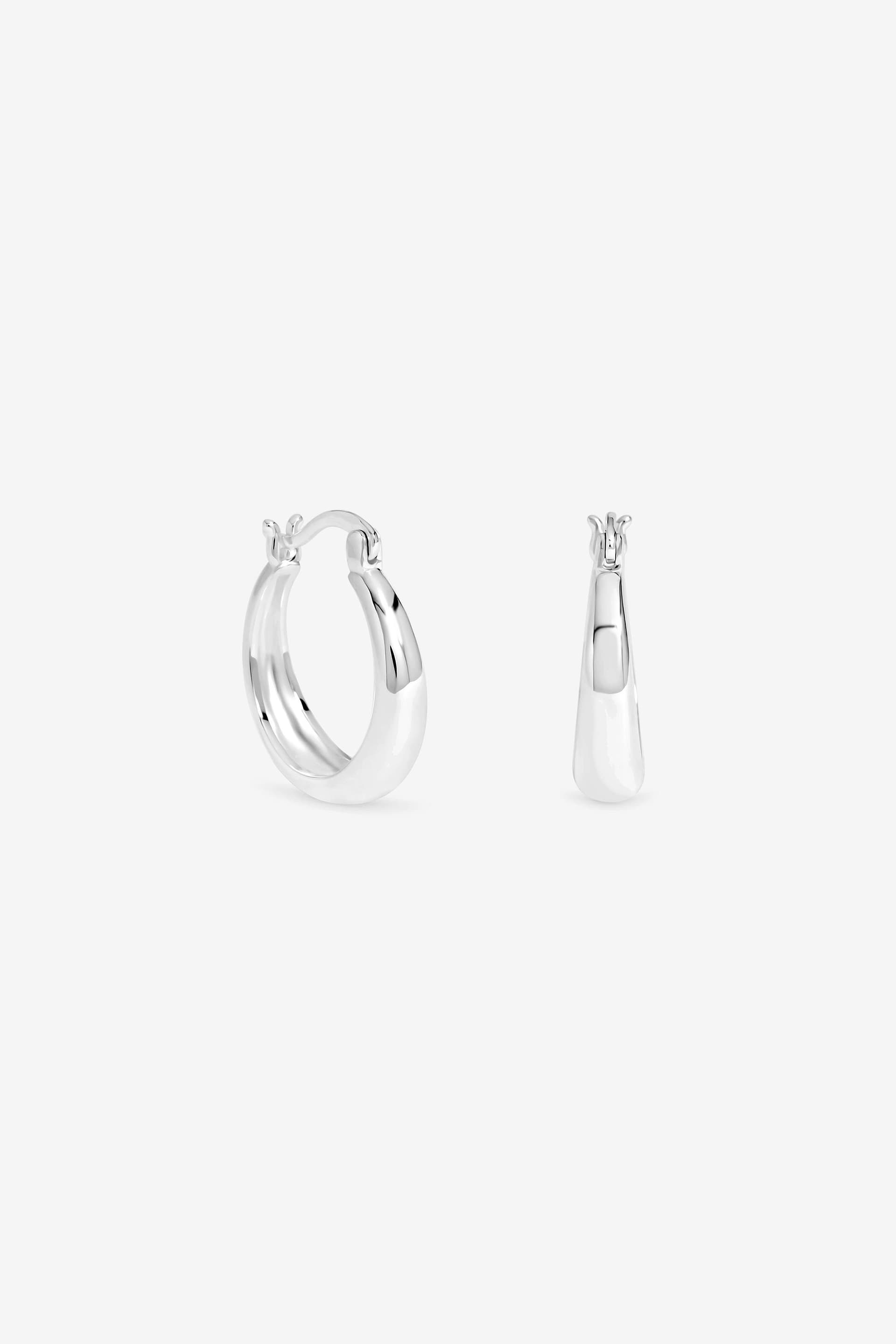 Simply Silver Simply Silver Women's Sterling Silver Plated Polished Catch Hoop Earrings