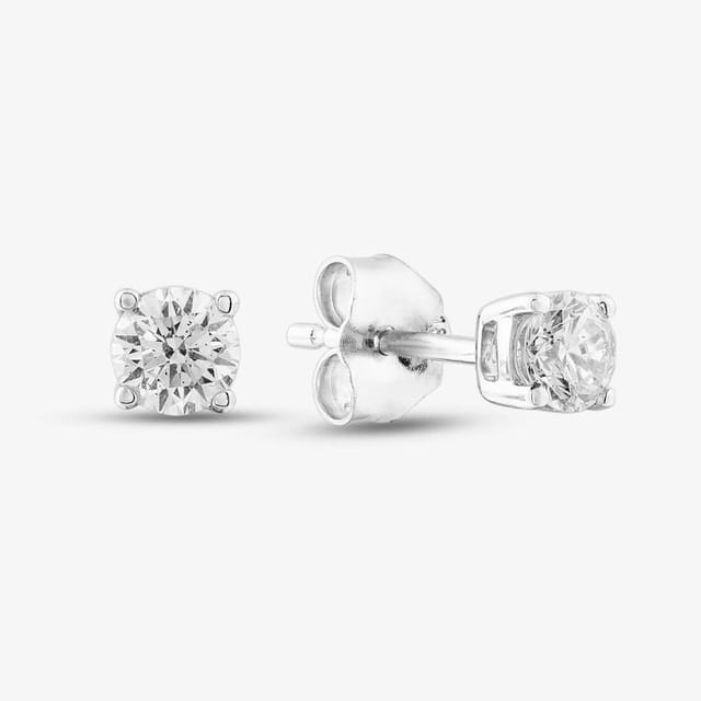 T.H.Baker T.H.Baker Women's 18ct White Gold 0.50ct Four Claw Diamond Stud Earrings TH0132525 in Silver - 2