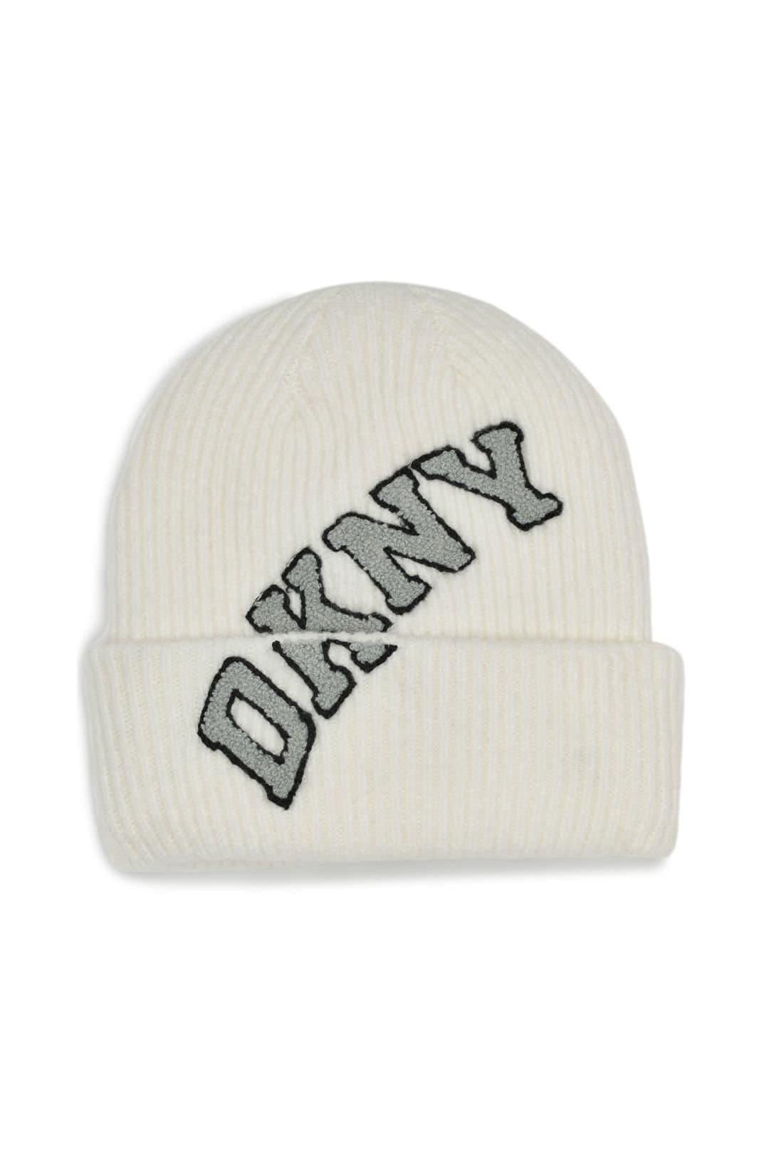 DKNY DKNY Women's Varsity Knit Logo Beanie Ivory