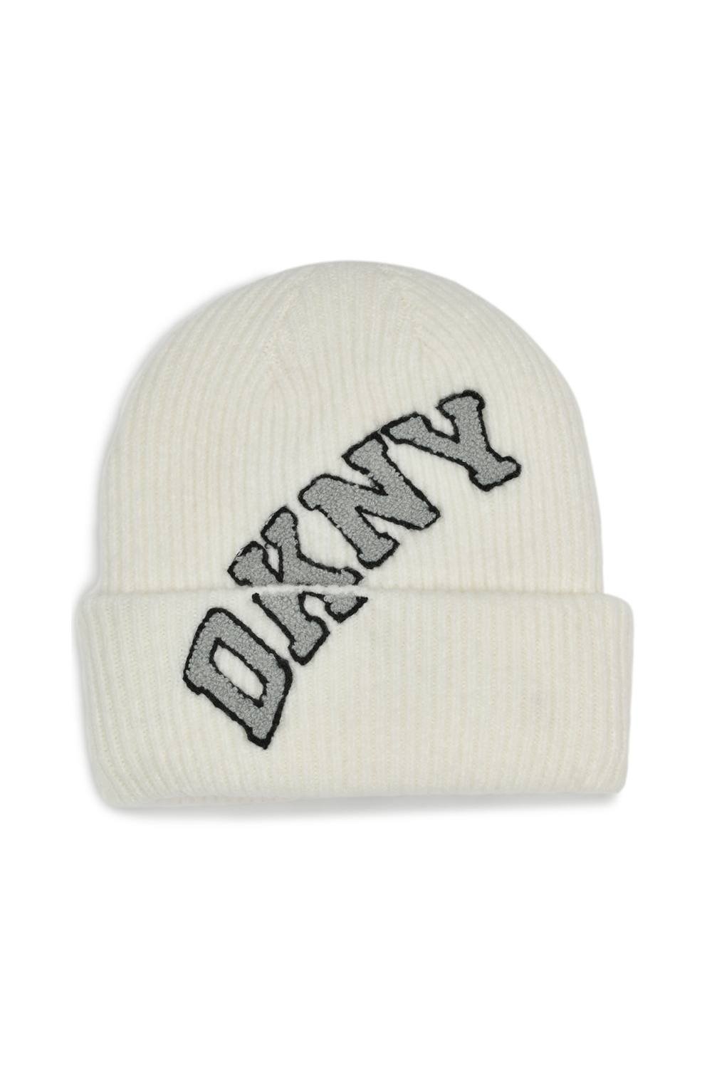 DKNY DKNY Women's VARSITY KNIT LOGO BEANIE IVORY - 2