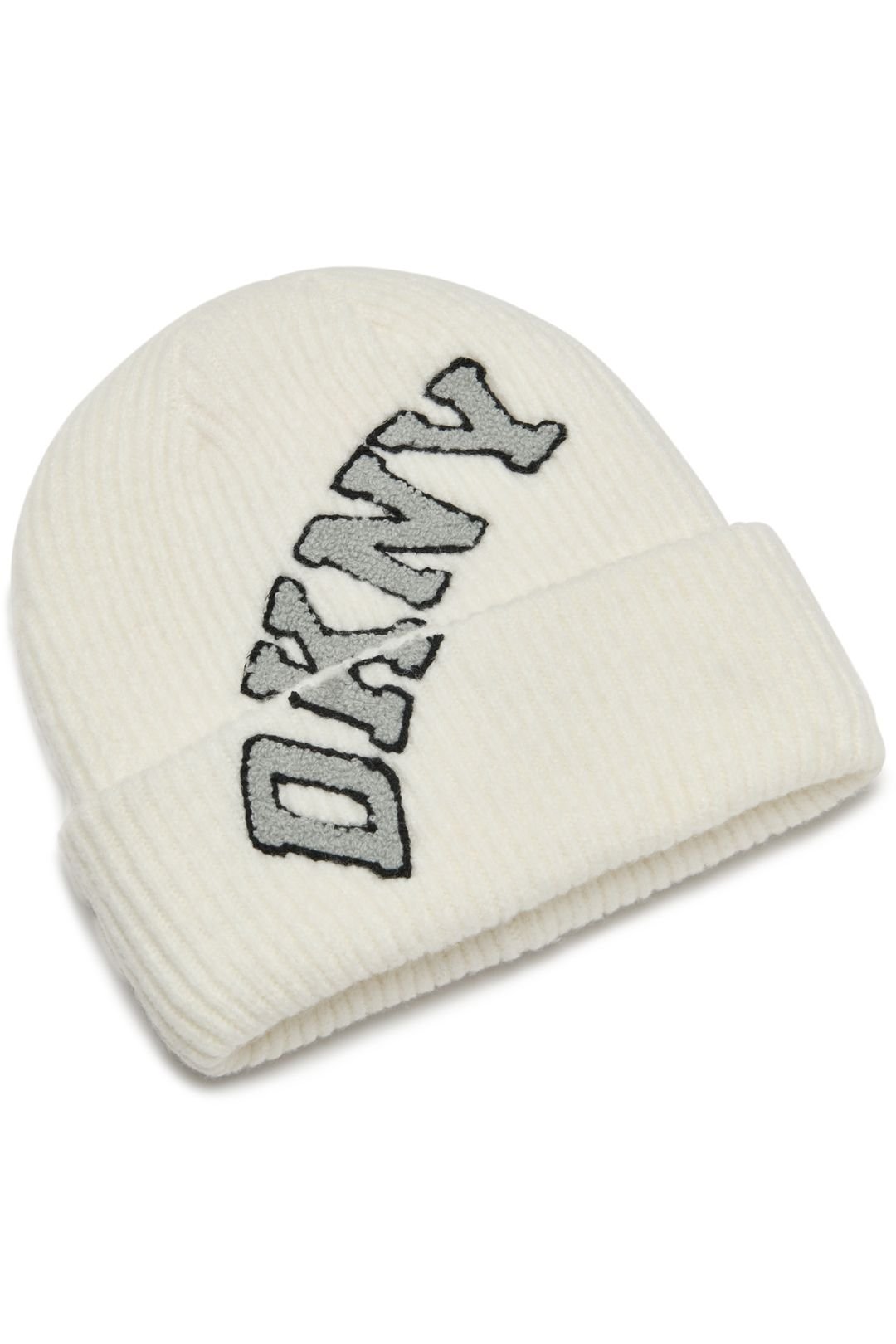 DKNY DKNY Women's VARSITY KNIT LOGO BEANIE IVORY - 3