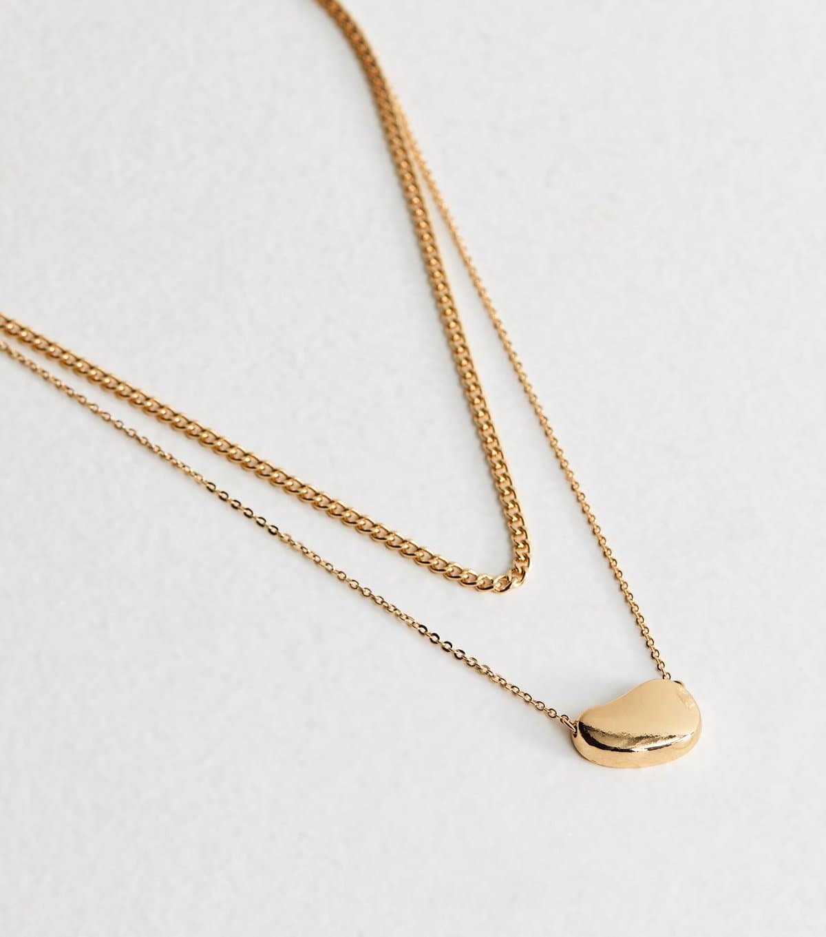 New Look Gold Tone 2 Layer Chain Dome Pendant Necklace New Look