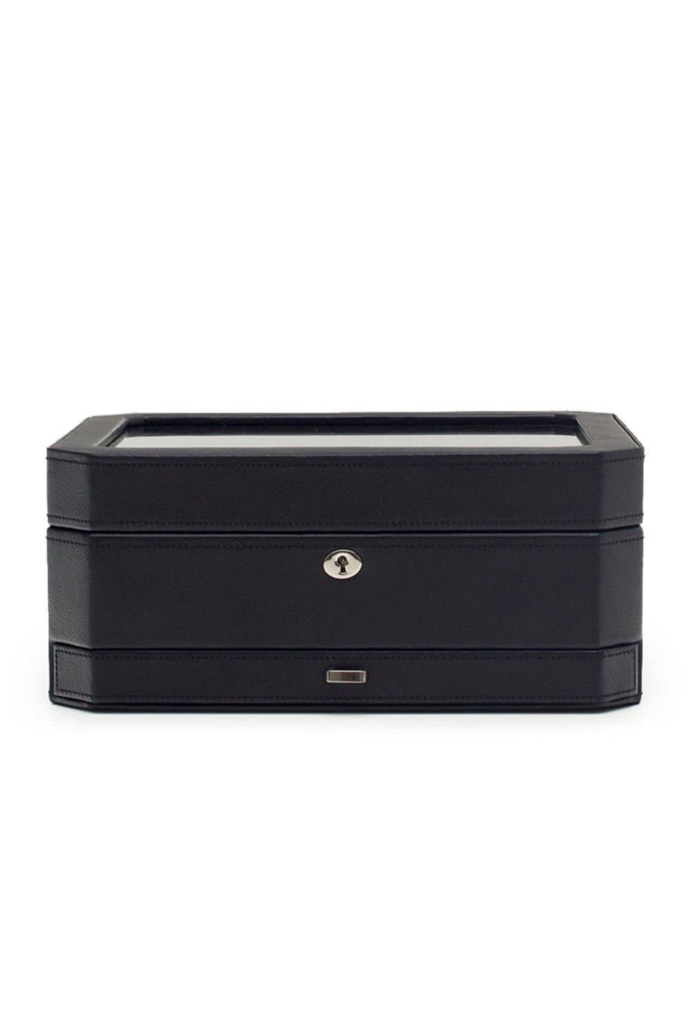 Wolf WOLF Men's Windsor 10 Piece Watch Box with Drawer in Black