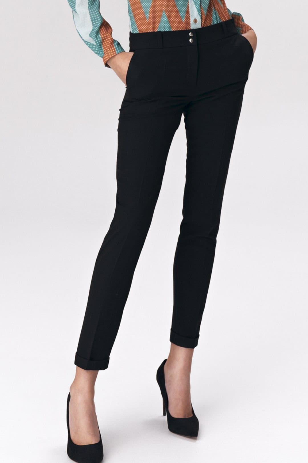 Love Lace Love Lace Black Tailored Office Trousers with Snap Fastening