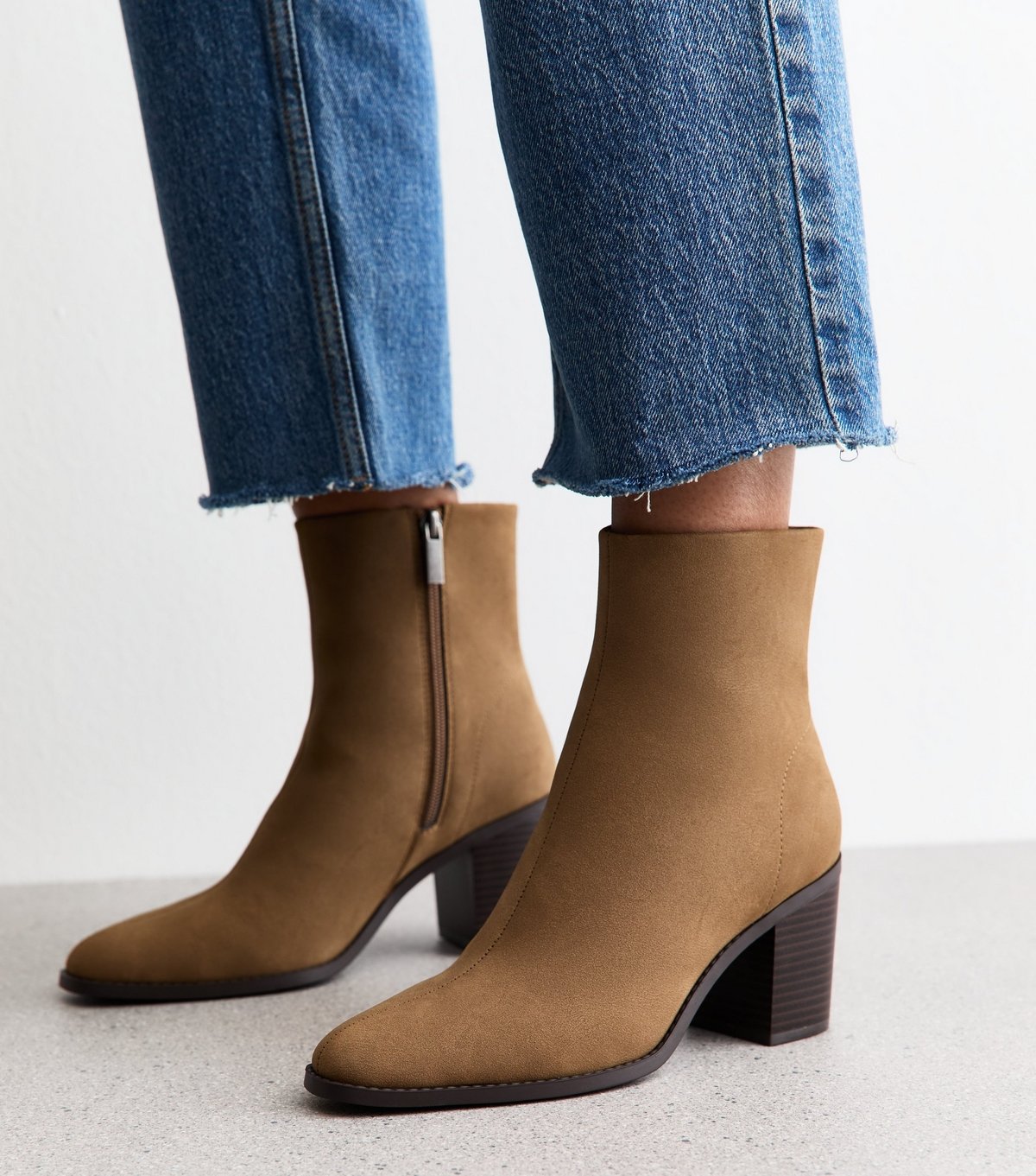 New Look Women's Camel Faux Suede Almond Toe Ankle Boots Vegan New Look - 2