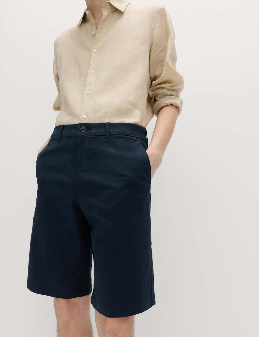 Marks & Spencer M&S Navy Loose Fit Stretch Chino Shorts