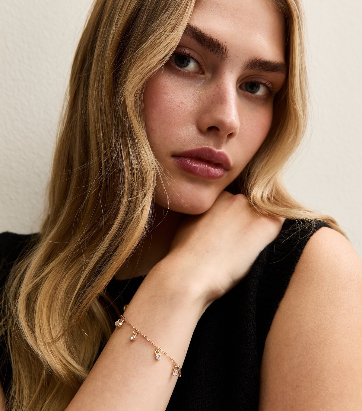 New Look Gold Tone Diamante Charm Bracelet New Look - 2