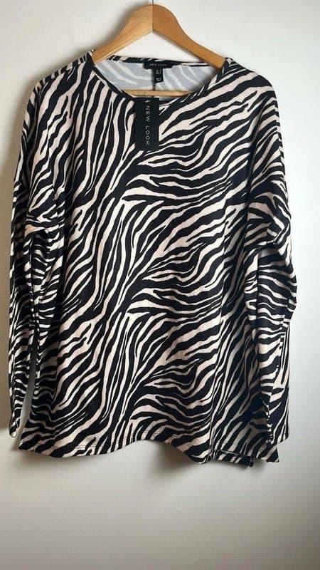 New Look New look - blouse animal print - size l - black / white