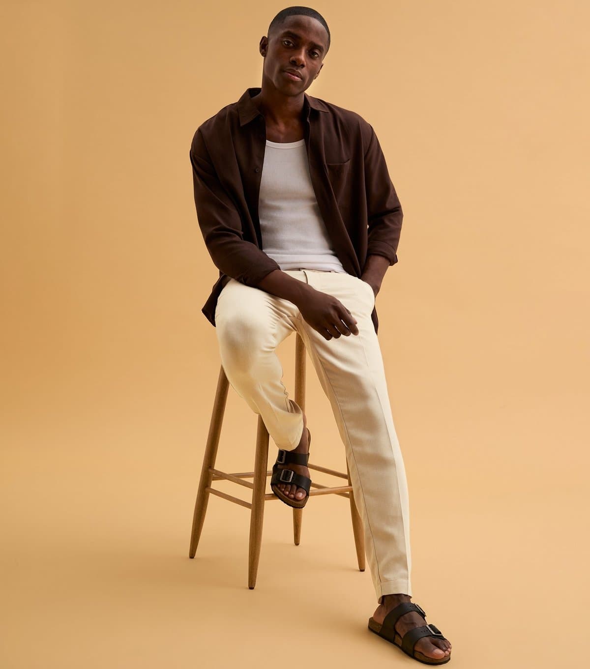 New Look Men's Off White Front Seam Trousers New Look