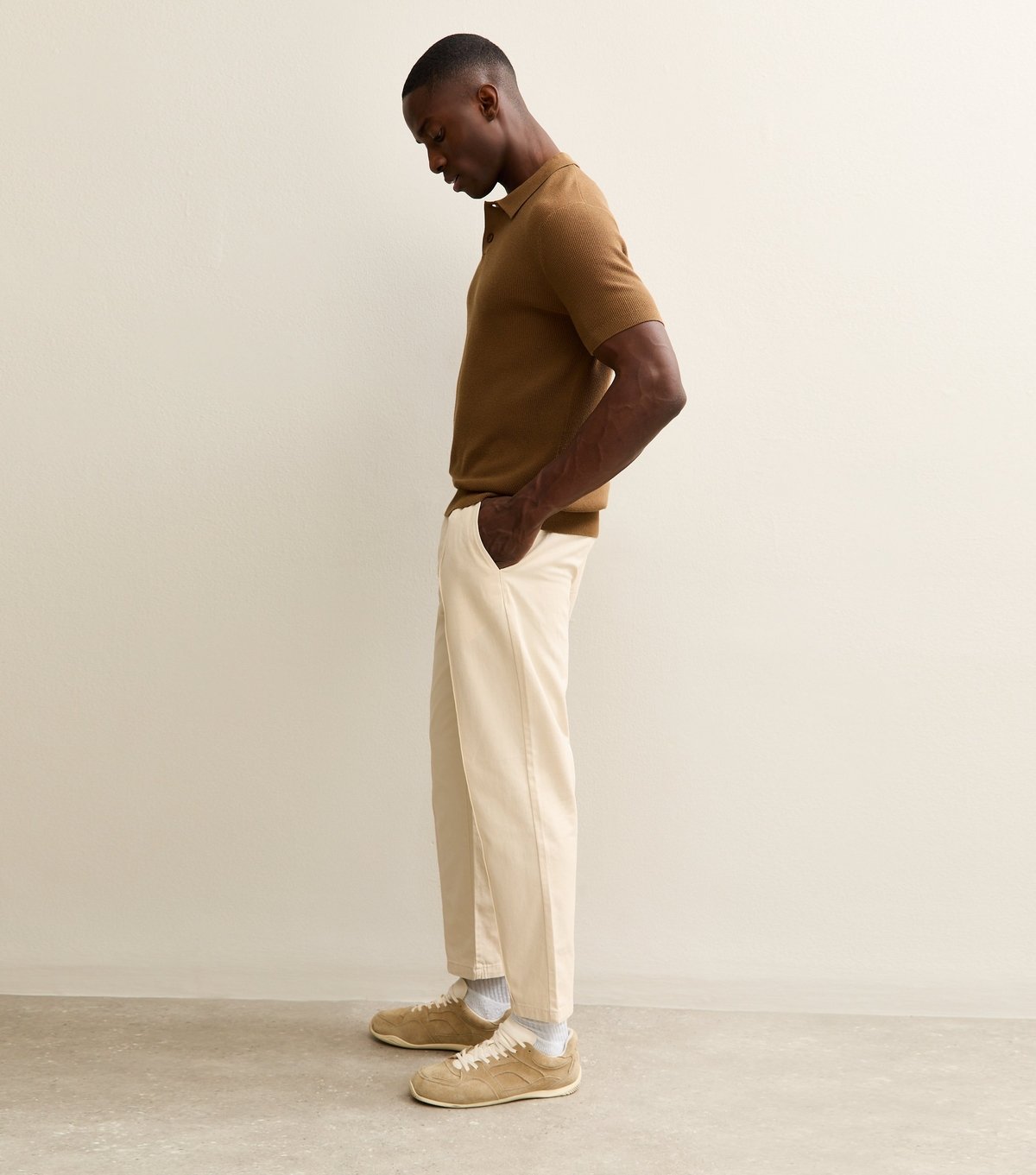 New Look Men's Off White Front Seam Trousers New Look - 3