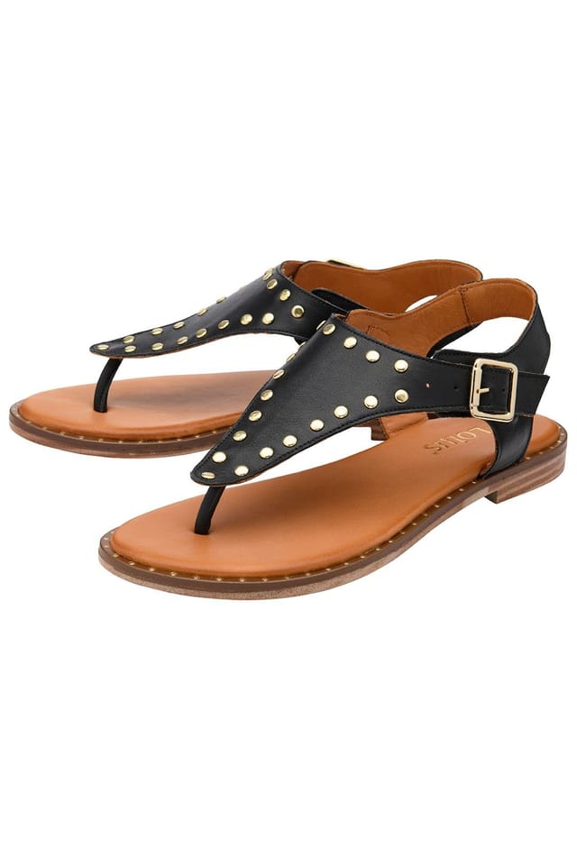 Lotus Lotus Women's 'Juanita' Leather Toe-Post Sandals in Black - 2